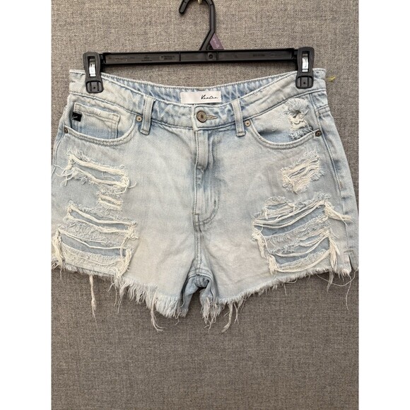 KanCan Pants - KanCan Faded Blue Ripped Jean Shorts